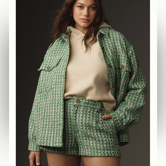 Anthropologie Jackets & Blazers - Anthropologie Maeve Tweed Green Jacket Shacket
